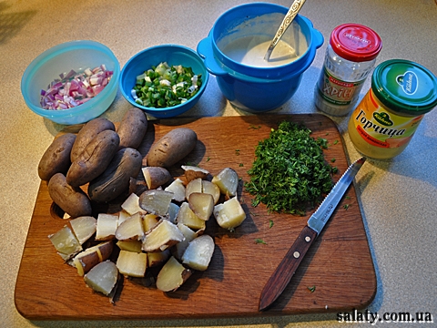 картопляний салат із хріном покроково фото