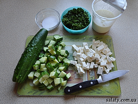 салат з огірком і сиром фета фото
